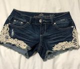 Almost Famous Denim Lace Shorts Size 3 Photo 0