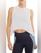 Free People Movement Sheer White Flowy Tank Large Photo 0