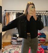 Target Black Denim Sherpa Jacket Cropped Photo 0
