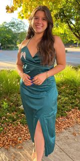 Green Silk Dress Size L Photo 0