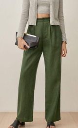 Dark Green Vesta Linen Pants Photo 0