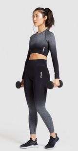 Gymshark Adapt Black And Grey Ombré Seamless Leggings Size Small Photo 0