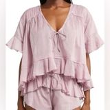 New Free People Daydreamer Ruffle Semisheer Cotton Pajama top XS Photo 0