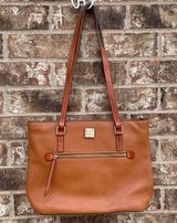 Dooney & Bourke Leather Brown Shoulder Bag Tote Classic Red Interior Purse Photo 0