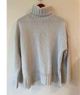 Aerie Women’s Turtleneck Sweater S Oversized Chunky Knit Cream Polyester Cozy Photo 0