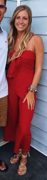 TJ Maxx Red Strapless Jumpsuit Photo 0