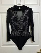 Yoins Mesh Rhinestone Diamond Bodysuit Photo 0