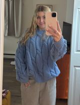 Blue Chunky Knit Sweater Photo 0