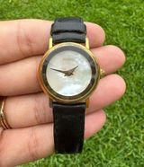 Vintage 1980’s  World Gold Watch With Black Leather Band Photo 0
