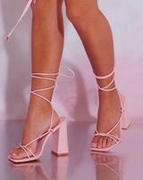 Pretty Little Thing Light Pink Lace Up Heels Photo 0