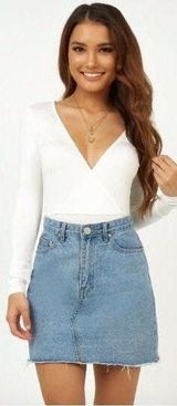 Showpo White Long Sleeve Bodysuit Photo 0