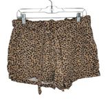 AERIE Women's High Rise Paper Bag Tie Waist Leopard Print Shorts Large Photo 0