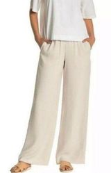 Vince  Beige High Waist Wide Leg Elastic Waist Pull-on Crepe Trousers Size Small Photo 0