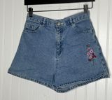 Vintage Y2K Jean Shorts With Floral Embroidery Photo 0