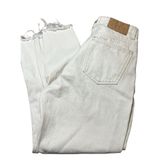 ZARA White Ankle Denim Jeans Raw Hem Button Fly Size 8 Photo 0
