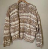 Tan/Cream Chunky Knit Open Cardigan Photo 0