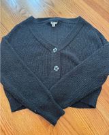 American Eagle Black Cropped Knit Sweater Photo 0
