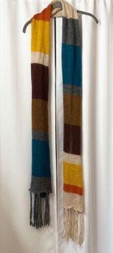 Forever 21 F21 Multicolor Rainbow Color Block Acrylic Knit Scarf With Fringe Photo 0