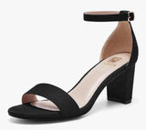 FW Fran Willor Open Toe Chunky Block Heels Ankle Strap Black Sandals 9.5 Photo 0