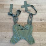 House Of CB - Mya Satin Peplum Corset Top in Olive Green Photo 0