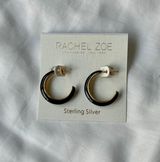 Rachel Zoe Black and Gold Sterling Silver Medium Hoop Earrings Photo 0