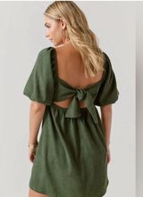 Francesca's Puff Sleeve Dress Mini Green Photo 0
