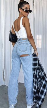 White Fox Boutique White Fox Jeans With Butt Rip Photo 0