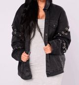 Black Chain Denim Jacket Size M Photo 0