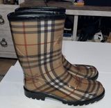 Burberry Haymarket classic rubber rain boots women’s size 38 made in Italy Photo 0