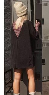 NEW! $60 FREE PEOPLE Movement Size M HOT SHOT TEE ROMPER ONESIE Washed Black Photo 0