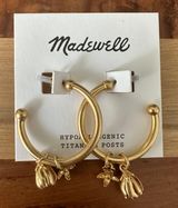 NWT  Petalbud Hoop Earrings Vintage Gold Photo 0