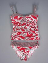 Tommy Bahama Tankini Swimsuit Top & Bottom Red Paisley Print Women's M Photo 0