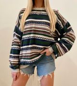 Vintage Coogi Style Textured Striped Abstract Crewneck Sweater in Forest Green/Beige Green Size XL Photo 0