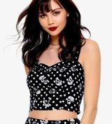 Hot Topic  Black & White Polka Dot Skull & Rose Girls Crop Tank S M Photo 0