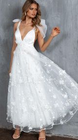 Chantilly Tied Shoulder Maxi Dress White Photo 0