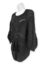 Romeo & Juliet Couture | Medium | Black Loose Knit Crochet Pullover Sweater Photo 0