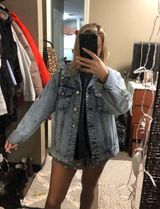 Forever 21 Blue Jean Embroidered Jacket Photo 0