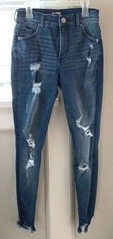 EXPRESS High Waisted Distressed Jeans Photo 0
