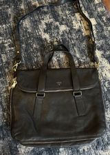 Fossil Vintage Shoulder Bag Black Leather Long Shoulder Strap Pockets Expandable Photo 0