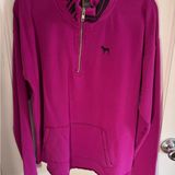 PINK Victoria's Secret Quarter Zip Pullover Sweatshirt Dog Logo Purple Photo 0