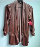 Vintage Party dinner  Velvet Rose Gold  Blazer with Relaxed Fit and 3/4 Sleeves Photo 0