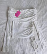 Edikted  White Fold Over Drawstring Longsleeve Top NWT Photo 0