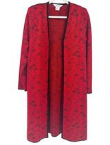 Misook  Womens Fall Layer Liquid Knit Open Front Floral Longline Cardigan Size L Photo 0