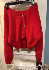 Red Cropped Cardigan Photo 0