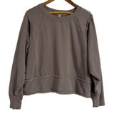 Free People Movement Movement by Free People Cropped Fringe Sweatshirt Size L Taupe/Gray Photo 0