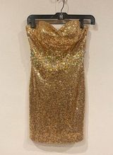 Alyce Paris Gold Sequin Mini Dress Size 2 EUC Photo 0