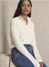 Everlane  The ReCashmere Cashmere Button Mockneck Bone Sweater Size Small Photo 0