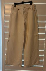 Cream Wide Leg Jeans Photo 0