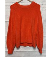 Orange Fuzzy Eyelash Sweater Women Large Long Sleeve Stretch Aerie  Crew Neck Photo 0