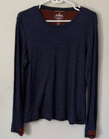 BOMBAS Merino Wool Tencel Blend Long Sleeve Shirt Dark Blue Large Photo 0